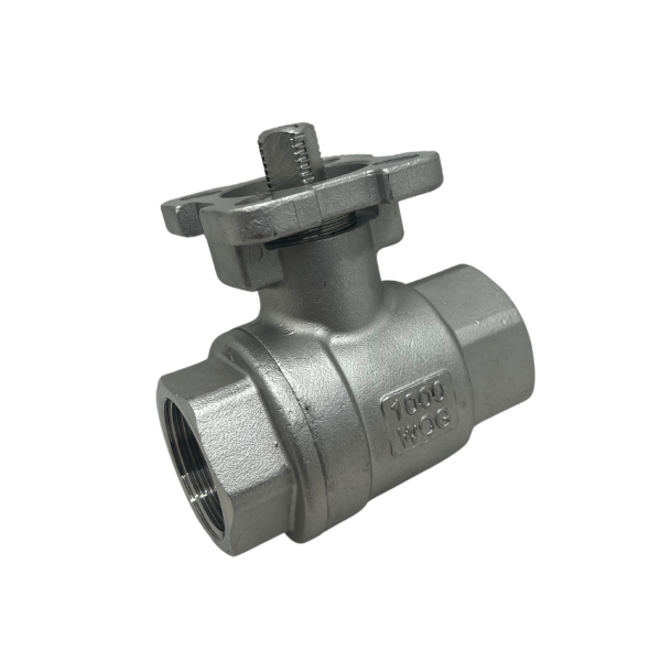 Válvula Esfera Bipartida Inox 304 Rosca 1 Pol Base Atuador