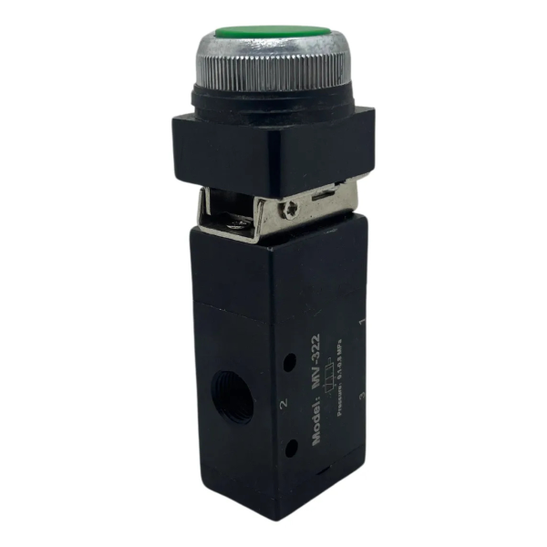 Válvula pneumática 3/2 vias botão interno rosca 1/4 bsp