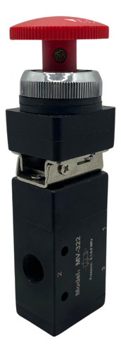 Válvula pneumática 3/2 vias botão cogumelo rosca 1/4 bsp