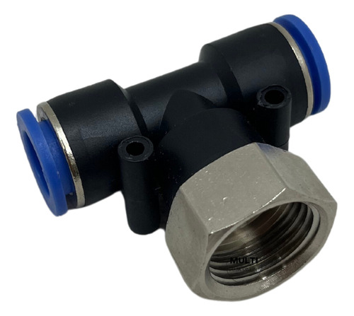 Conexão pneumática tee rosca fêmea bsp 1/8 x tubo pu 4mm
