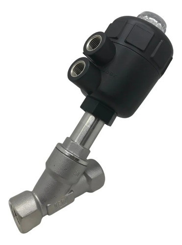 Válvula angular aço inox 2/2 vias simples ação rosca 1  pol – NA