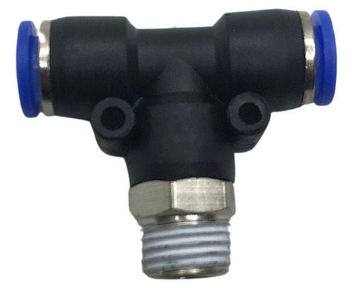Conexão pneumática te 8mmx1/4 npt – macho central – 2 peças