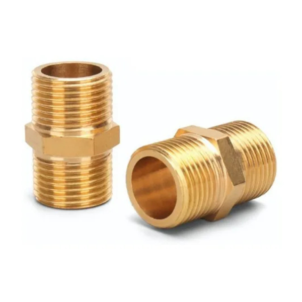 2 peças niple duplo emenda conexão latão 3/8 – 3/8 rosca bsp