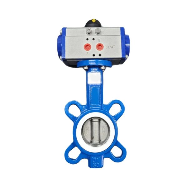 Válvula borboleta 3 polegadas wafer disco inox ved PTFE Com Atuador pneumatico