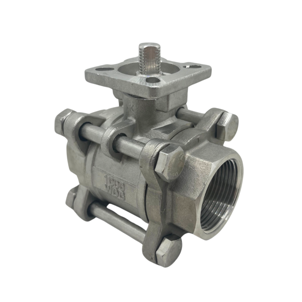 Válvula esfera tripartida aço inox 304 11/4″ base p/ atuador